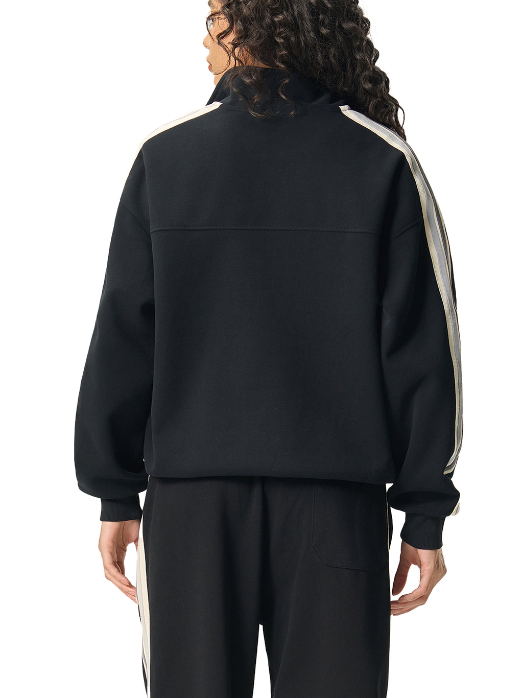 Contrast Side-Stripe Stand Collar  Jacket